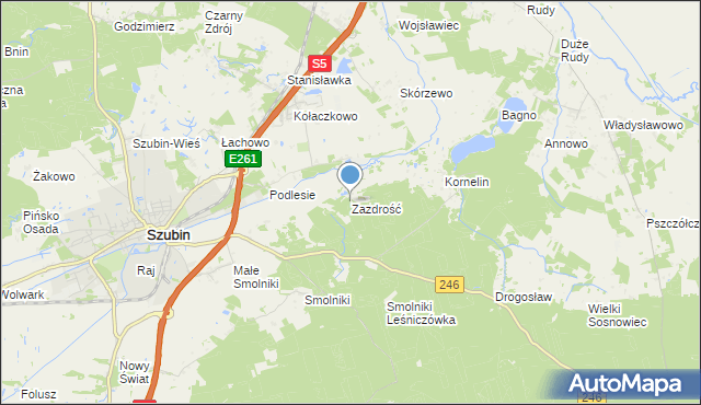 mapa Zazdrość, Zazdrość gmina Szubin na mapie Targeo