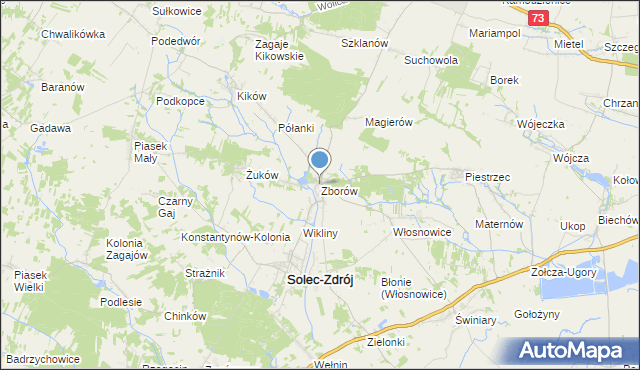 mapa Zborów, Zborów gmina Solec-Zdrój na mapie Targeo