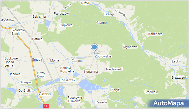 mapa Zborowskie, Zborowskie gmina Ciasna na mapie Targeo