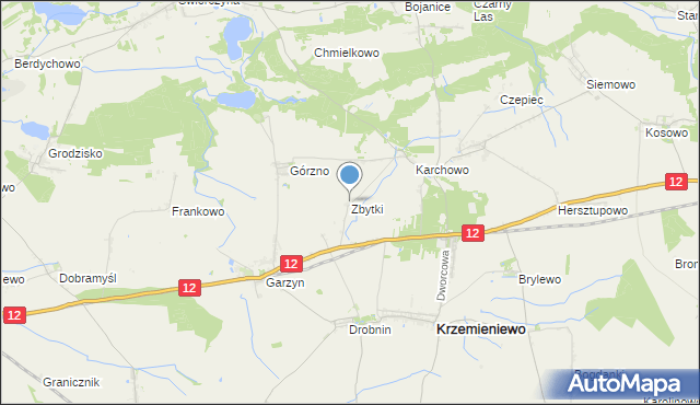 mapa Zbytki, Zbytki gmina Krzemieniewo na mapie Targeo