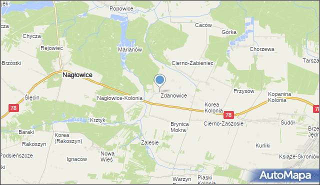 mapa Zdanowice, Zdanowice na mapie Targeo