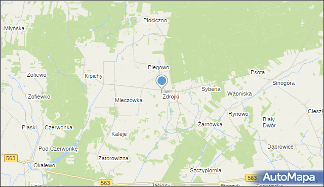 mapa Zdrojki, Zdrojki gmina Lubowidz na mapie Targeo
