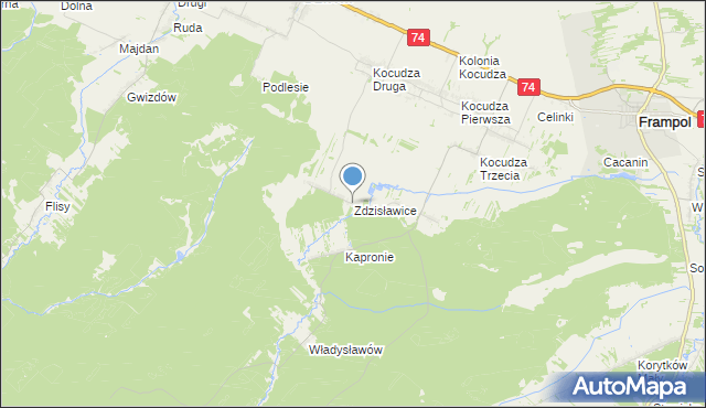 mapa Zdzisławice, Zdzisławice gmina Dzwola na mapie Targeo