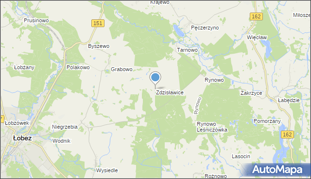 mapa Zdzisławice, Zdzisławice gmina Łobez na mapie Targeo