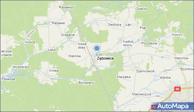 mapa Zębowice, Zębowice powiat oleski na mapie Targeo