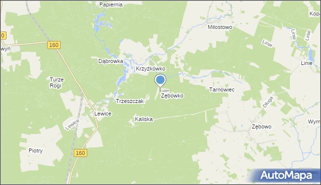 mapa Zębówko, Zębówko na mapie Targeo