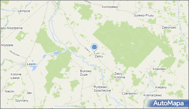 mapa Żebry, Żebry gmina Wąsosz na mapie Targeo