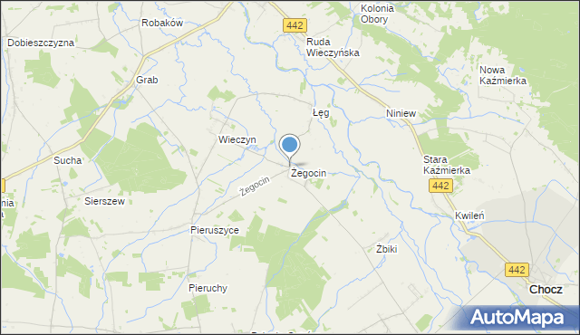 mapa Żegocin, Żegocin gmina Czermin na mapie Targeo