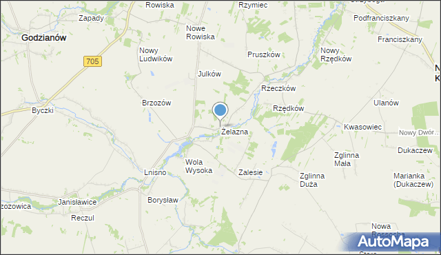 mapa Żelazna, Żelazna gmina Skierniewice na mapie Targeo