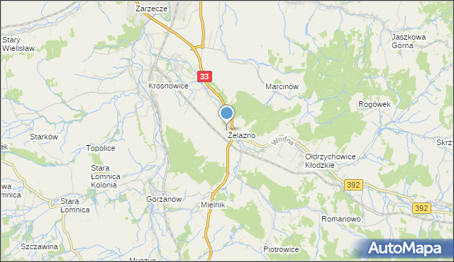 mapa Żelazno, Żelazno gmina Kłodzko na mapie Targeo