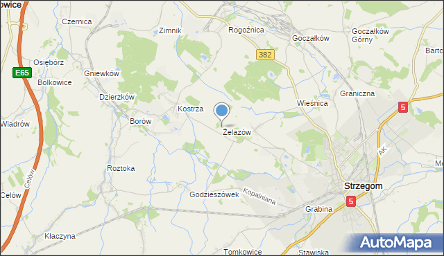 mapa Żelazów, Żelazów gmina Strzegom na mapie Targeo