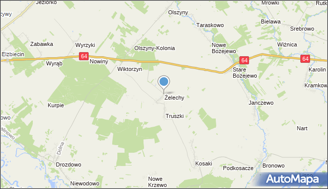 mapa Żelechy, Żelechy gmina Piątnica na mapie Targeo