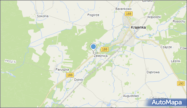 mapa Żeleźnica, Żeleźnica gmina Krajenka na mapie Targeo