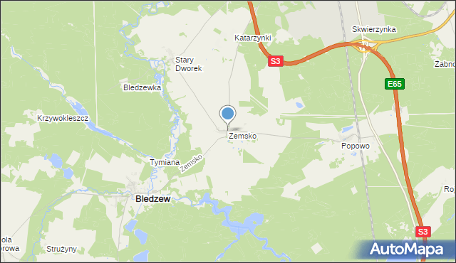 mapa Zemsko, Zemsko gmina Bledzew na mapie Targeo