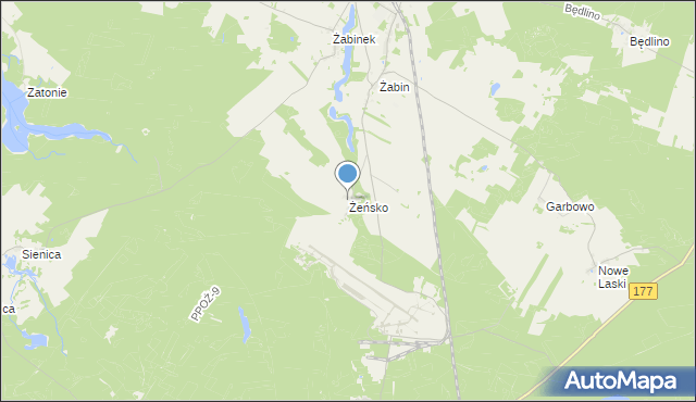 mapa Żeńsko, Żeńsko gmina Wierzchowo na mapie Targeo
