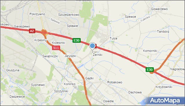 mapa Żerniki, Żerniki gmina Kórnik na mapie Targeo