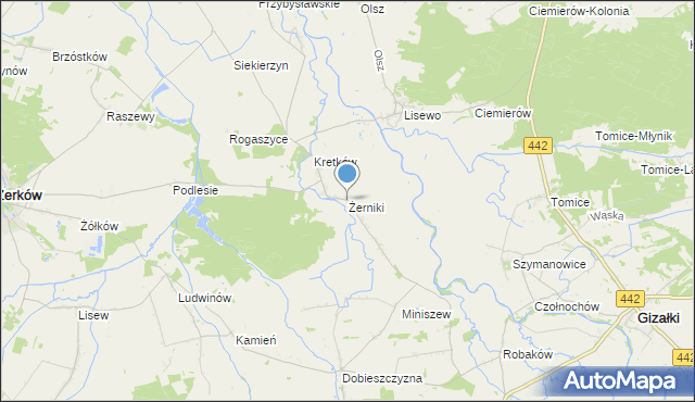 mapa Żerniki, Żerniki gmina Żerków na mapie Targeo
