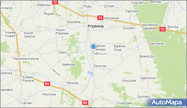 mapa Żeroniczki, Żeroniczki na mapie Targeo