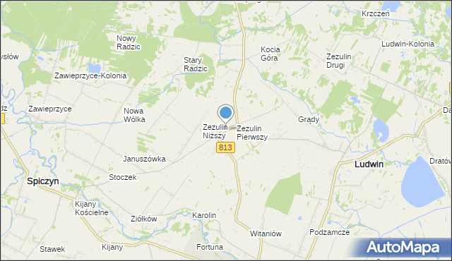 mapa Zezulin-Wieś, Zezulin-Wieś na mapie Targeo