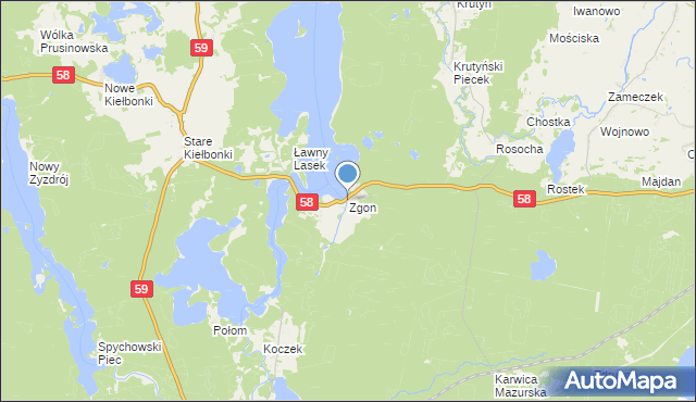 mapa Zgon, Zgon na mapie Targeo