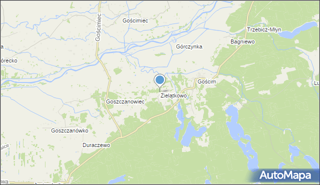 mapa Zielątkowo, Zielątkowo gmina Drezdenko na mapie Targeo