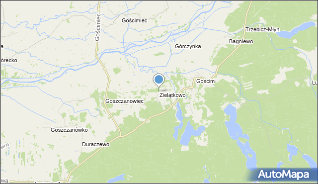 mapa Zielątkowo, Zielątkowo gmina Drezdenko na mapie Targeo