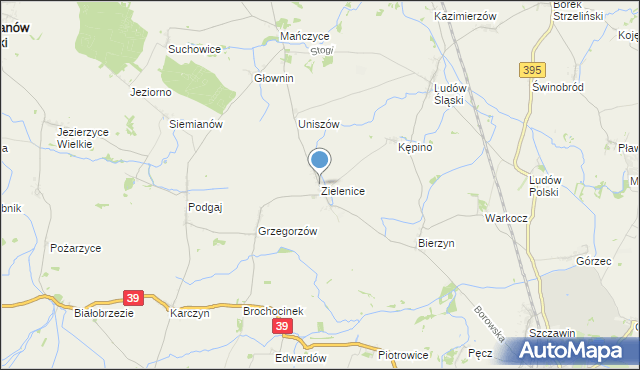mapa Zielenice, Zielenice gmina Borów na mapie Targeo