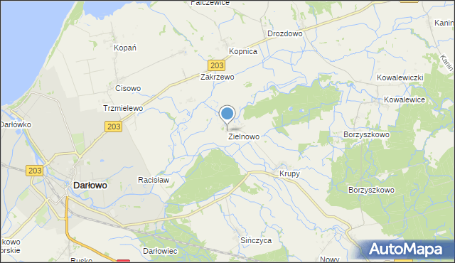 mapa Zielnowo, Zielnowo gmina Darłowo na mapie Targeo