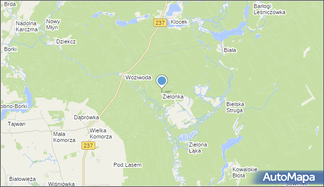 mapa Zielonka, Zielonka gmina Tuchola na mapie Targeo