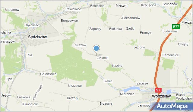 mapa Zielonki, Zielonki gmina Sędziszów na mapie Targeo