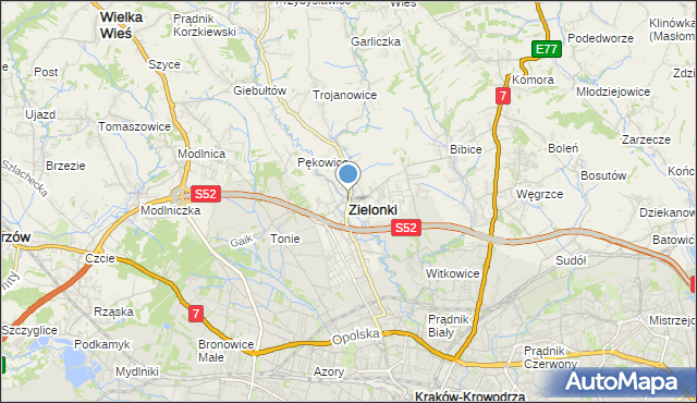 mapa Zielonki, Zielonki powiat krakowski na mapie Targeo