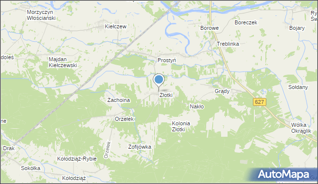 mapa Złotki, Złotki gmina Sadowne na mapie Targeo