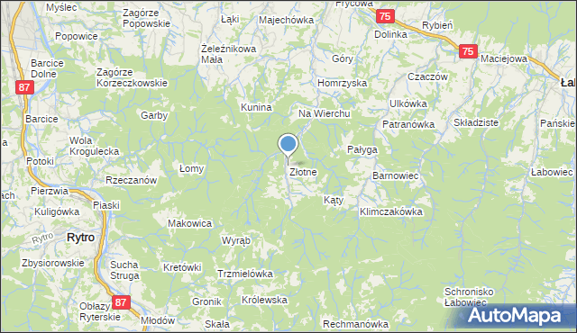 mapa Złotne, Złotne na mapie Targeo