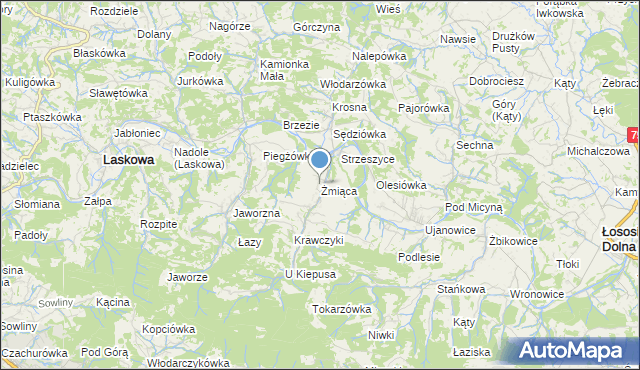 mapa Żmiąca, Żmiąca na mapie Targeo