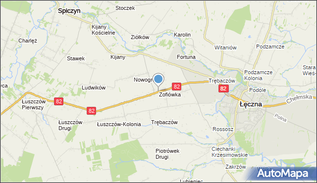 mapa Zofiówka, Zofiówka gmina Łęczna na mapie Targeo