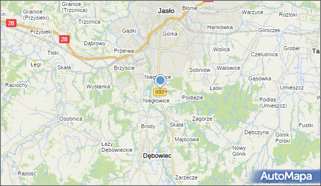 mapa Żółków, Żółków gmina Jasło na mapie Targeo