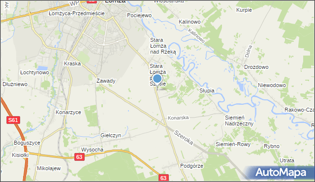 mapa Zosin, Zosin gmina Łomża na mapie Targeo