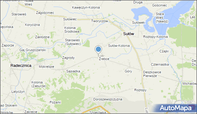 mapa Źrebce, Źrebce na mapie Targeo