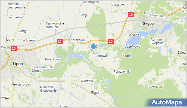 mapa Żuchowo, Żuchowo na mapie Targeo