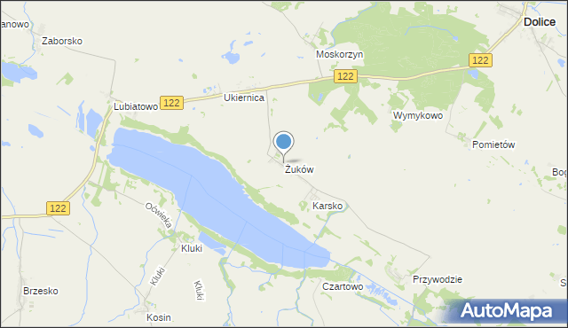 mapa Żuków, Żuków gmina Przelewice na mapie Targeo