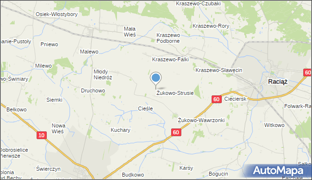 mapa Żukowo-Strusie, Żukowo-Strusie na mapie Targeo