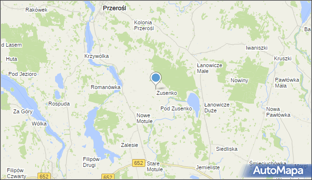 mapa Zusenko, Zusenko na mapie Targeo