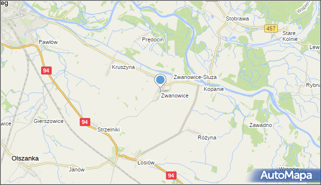 mapa Zwanowice, Zwanowice gmina Skarbimierz na mapie Targeo