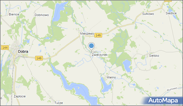 mapa Zwierzynek, Zwierzynek gmina Węgorzyno na mapie Targeo