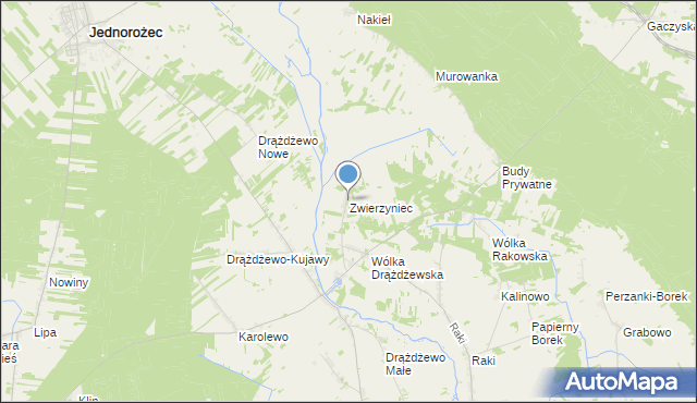 mapa Zwierzyniec, Zwierzyniec gmina Krasnosielc na mapie Targeo