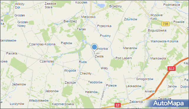 mapa Zwola, Zwola gmina Gniewoszów na mapie Targeo