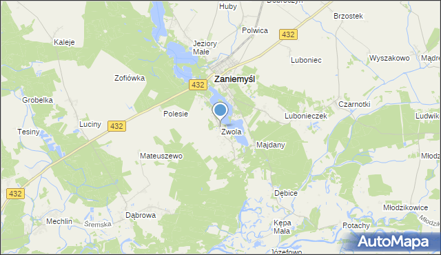mapa Zwola, Zwola gmina Zaniemyśl na mapie Targeo