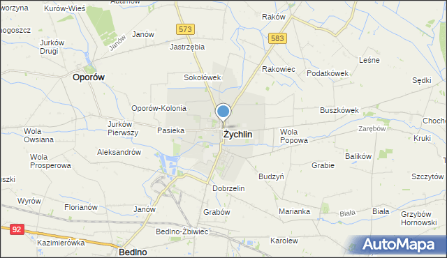 mapa Żychlin, Żychlin powiat kutnowski na mapie Targeo