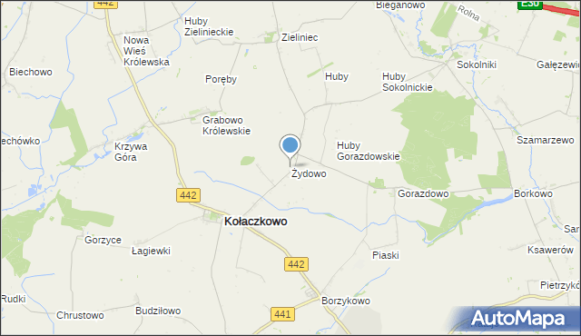 mapa Żydowo, Żydowo gmina Kołaczkowo na mapie Targeo