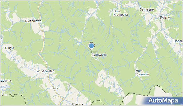 mapa Żydowskie, Żydowskie gmina Krempna na mapie Targeo